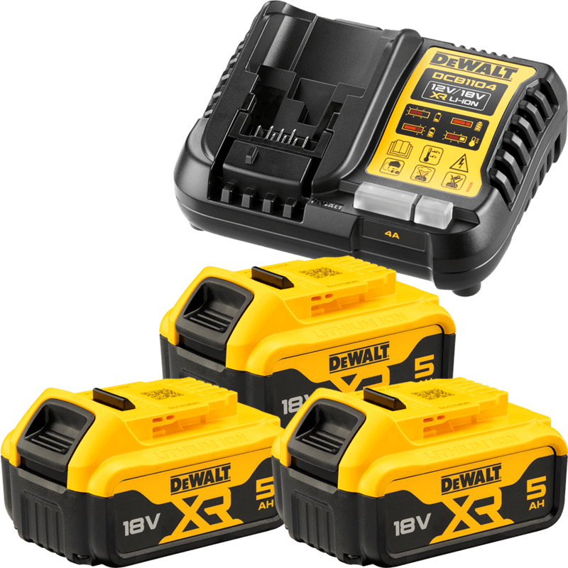 DEWALT 18V XR XR nabíjačka + akumulátor , 3x 5,0 Ah 18V DCB1104P3-QW