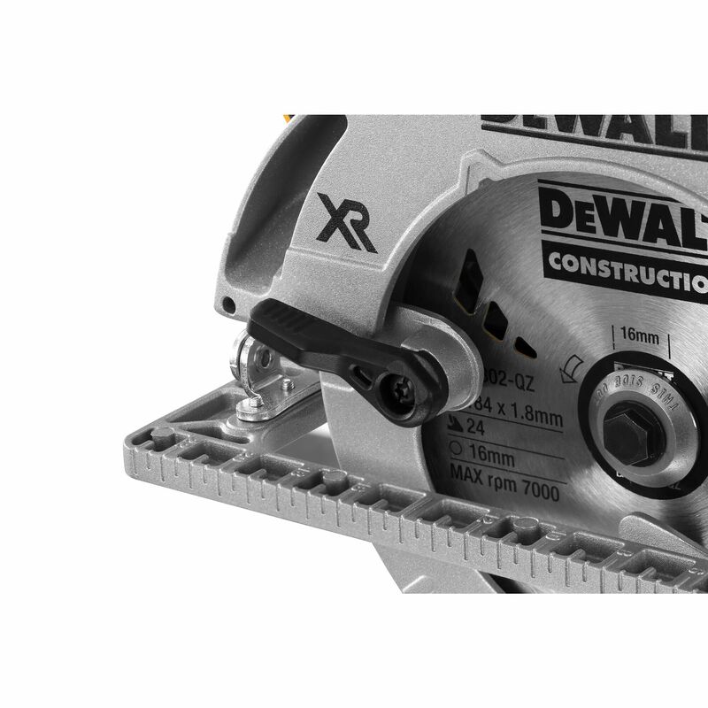 DEWALT 18V XR Aku kotúčová píla 184 mm so základňou pre lištu, bez aku DCS572NT-XJ