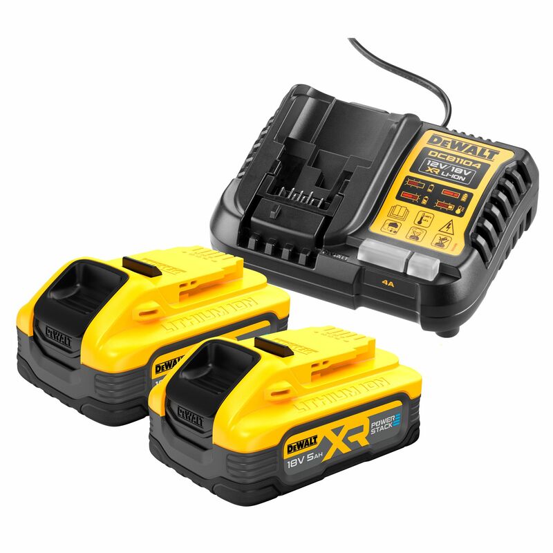 DEWALT 18V XR XR nabíjačka + akumulátor , 2x 5,0 Ah 18V POWERSTACK™ DCB1104H2-QW