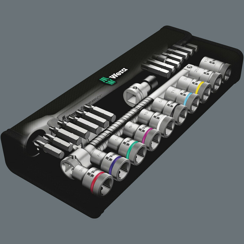 WERA Sada račne Zyklop Metal Imperial 1/2" s priechodným 4-hranom, 28 dielna
