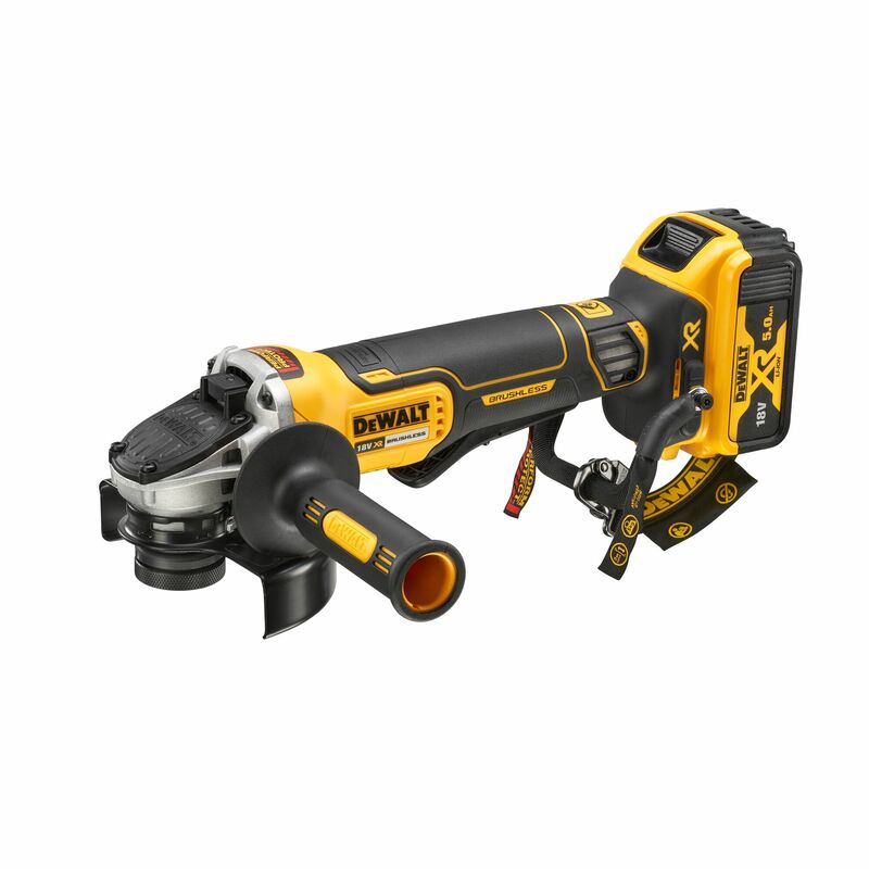 DEWALT 18V XR 125 mm Aku uhlová brúska LANYARD READY, 2x 5,0 Ah bez nabíjačky DCG406P2LRT-XJ