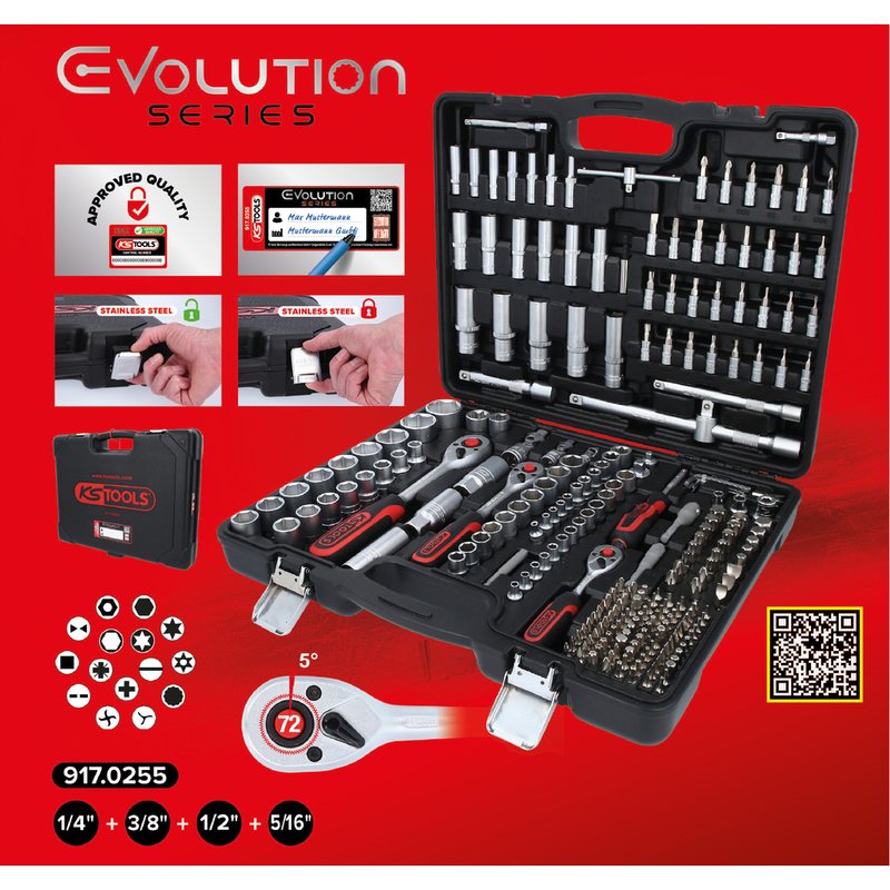 KS TOOLS Gola sada 1/4"+3/8"+1/2" - 255 - dielna