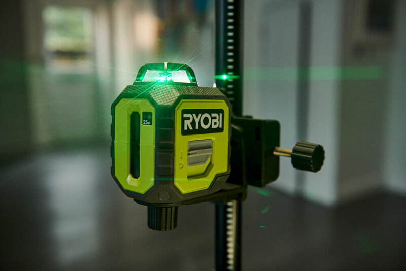 RYOBI Set krížový laser 360° s teleskopickým držiakom - zelený RB360GLL-K