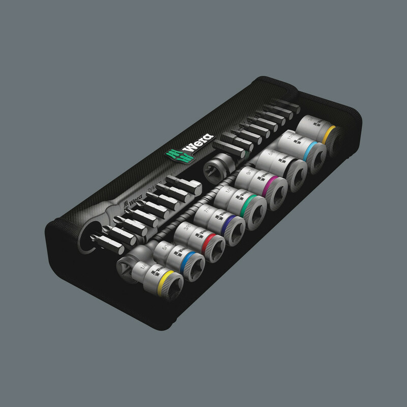 WERA Sada račne 3/8" Zyklop Metal Imperial s priechodným 4-hranom, 29 dielna