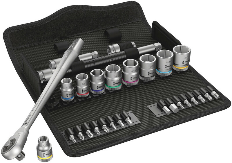 WERA Sada račne 3/8" Zyklop Metal Imperial s priechodným 4-hranom, 29 dielna