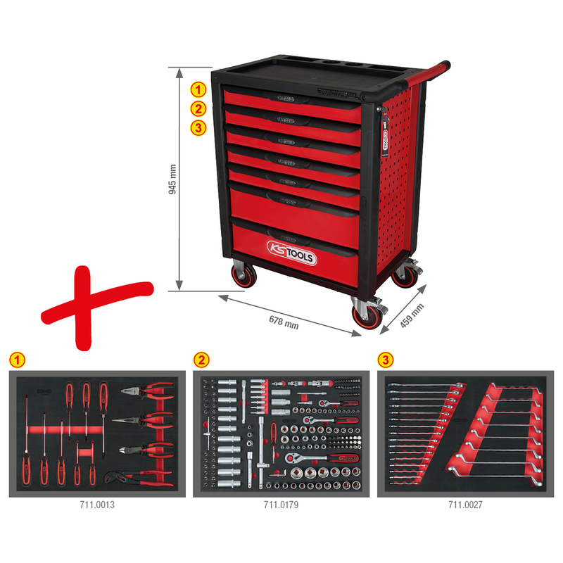 KS TOOLS RACINGline™ 215 dielny dielenský vozík na náradie so 7 zásuvkami