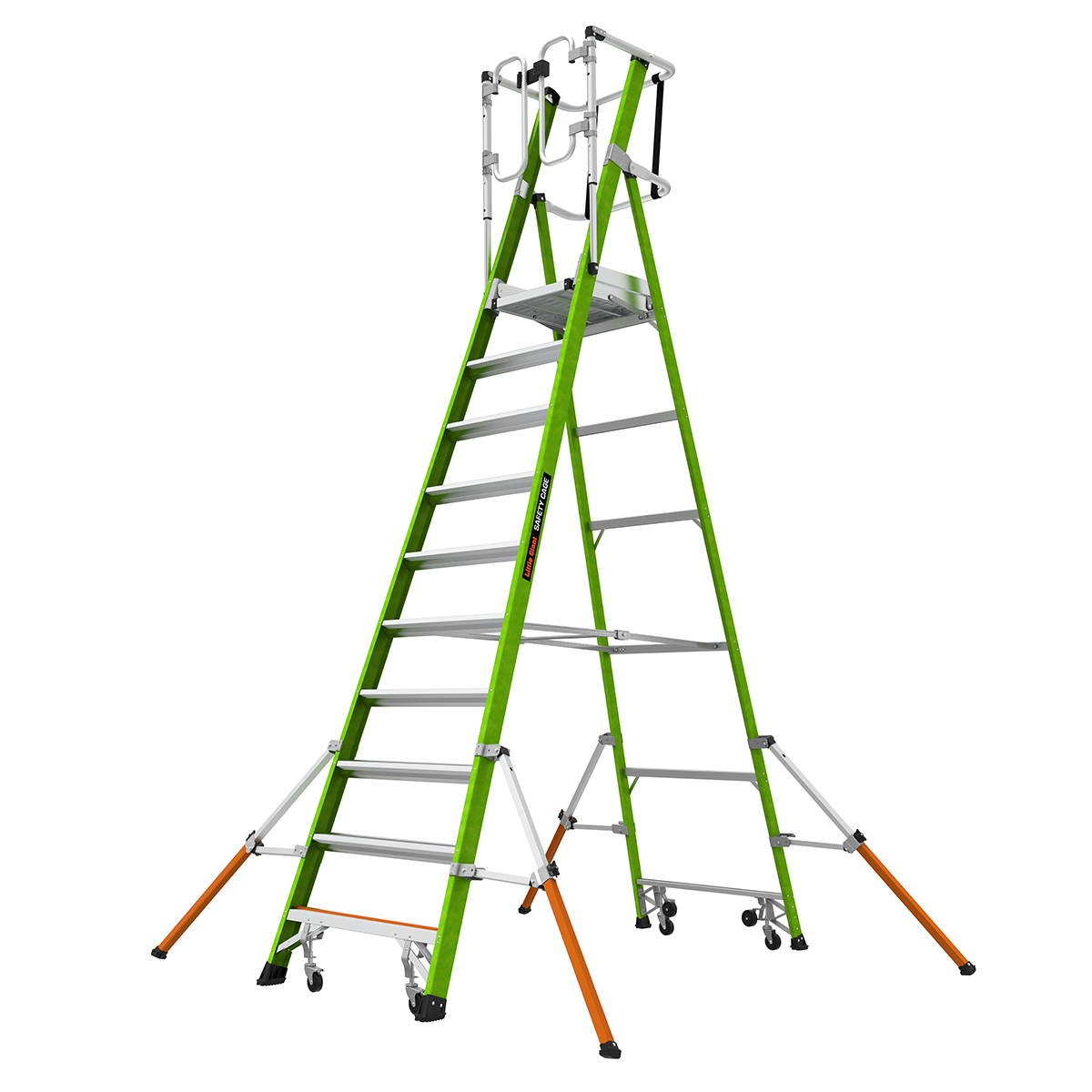 LittleGiant Sklolaminátový plošinový rebrík SAFETY CAGE 2.0™, 1 x 10