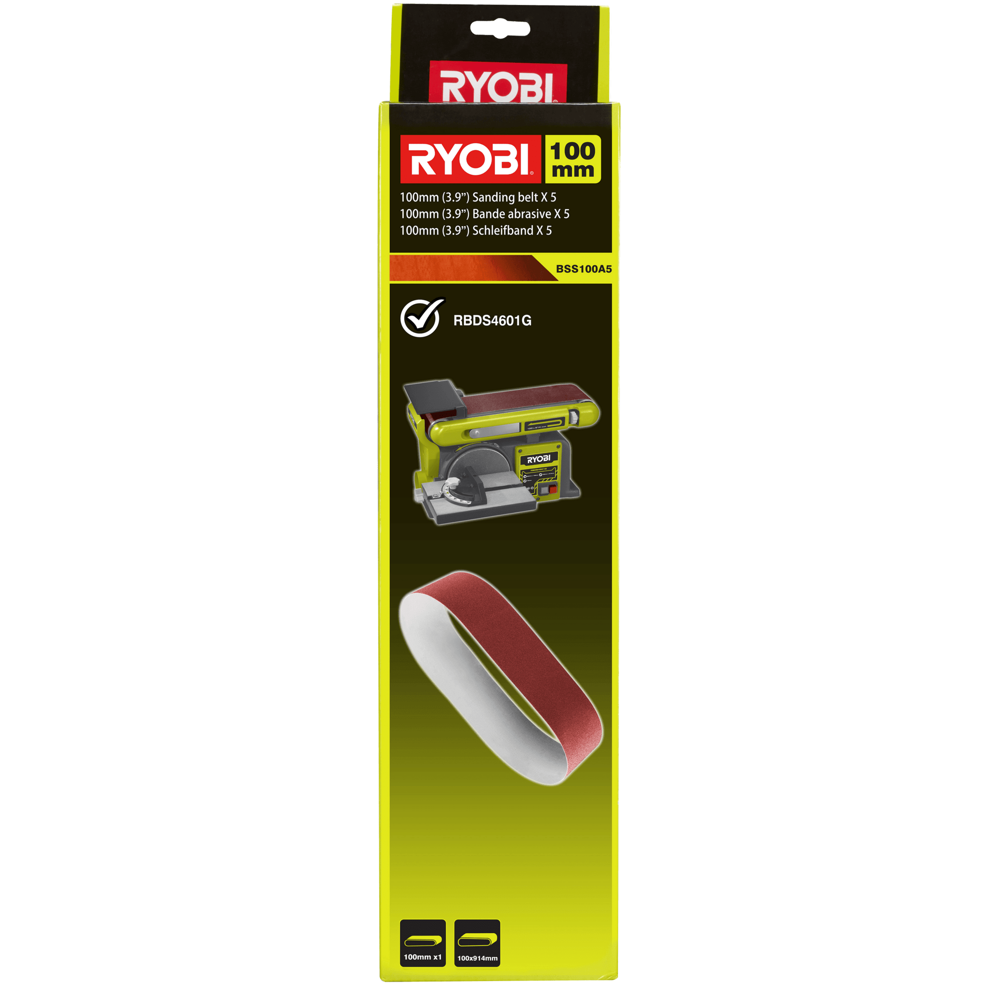 E-shop RYOBI Brúsne pásy 100 mm do stacionárnej brúsky, zrnitosť 80 - 5 ks BSS100A5