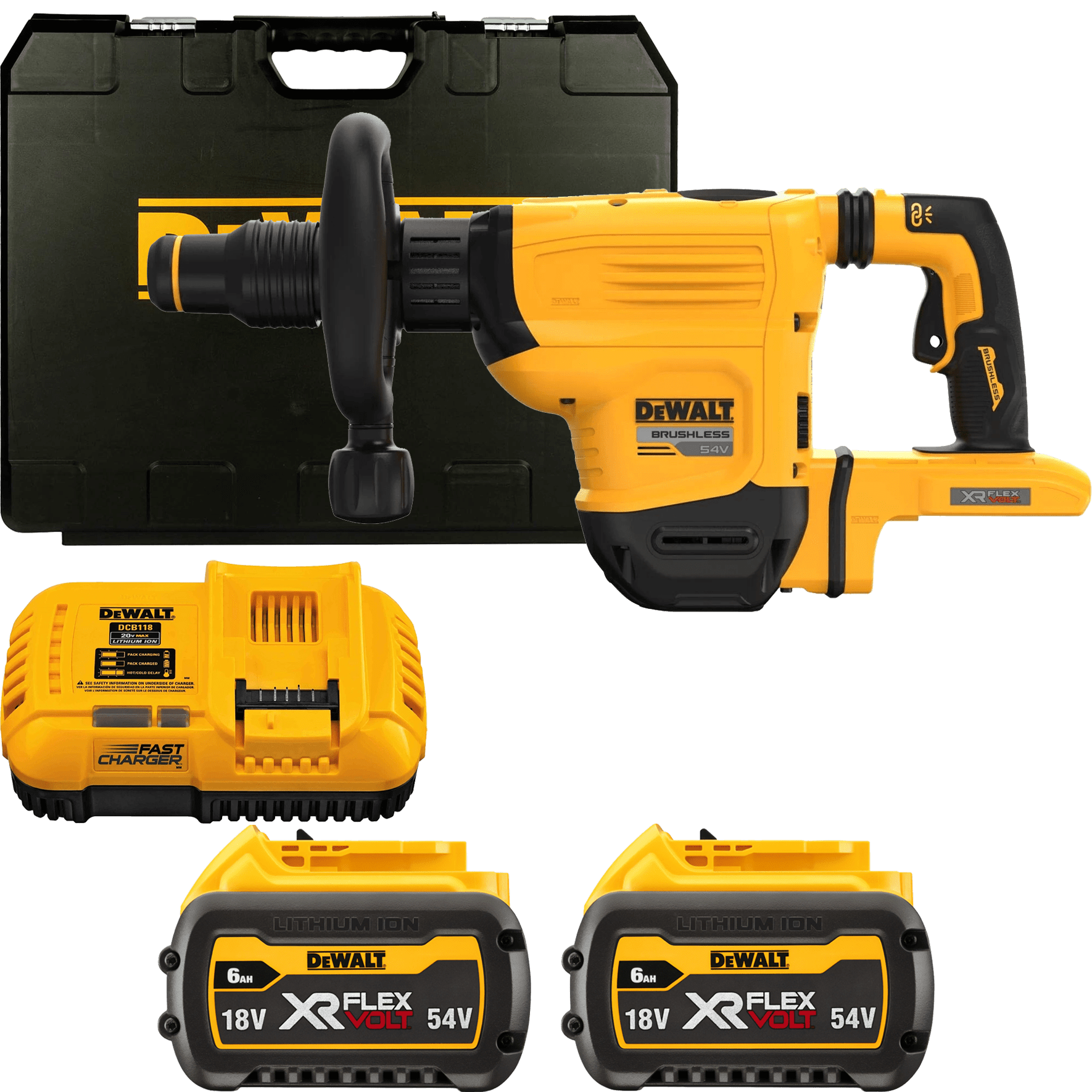 DEWALT 54V XR FLEXVOLT SDS-Max 10,5 J ku sekacie kladivo, 2x 9,0 Ah DCH832X2-QW