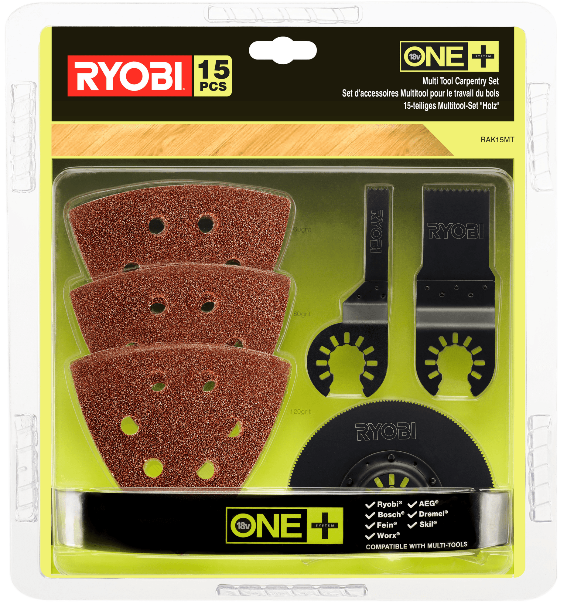 E-shop RYOBI Sada nožov pre multifunkčné náradie 15 ks RAK15MT