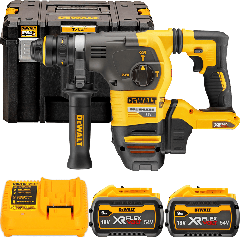 DEWALT 54V XR FLEXVOLT SDS-Plus 3,5 J aku kombinované kladivo, 2x 9,0 Ah DCH334X2-QW