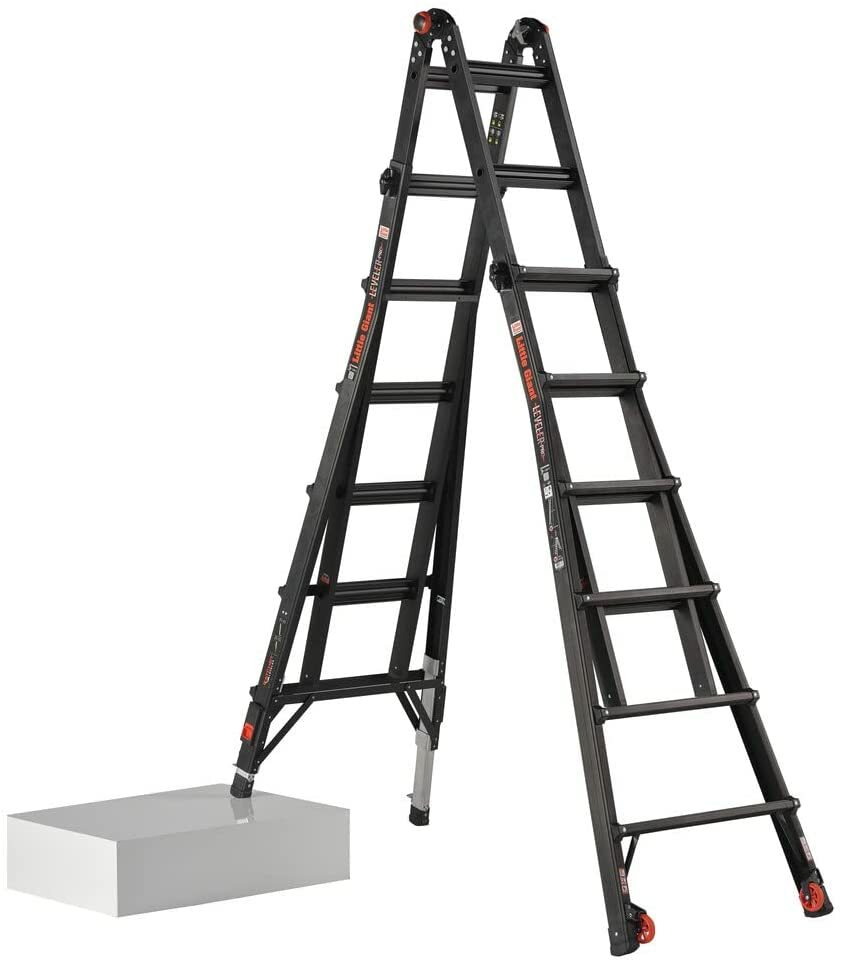 LittleGiant Hliníkový rebrík LEVELER PRO™, 4 x 6 kĺbový výsuvný s výškovo nastaviteľnými n