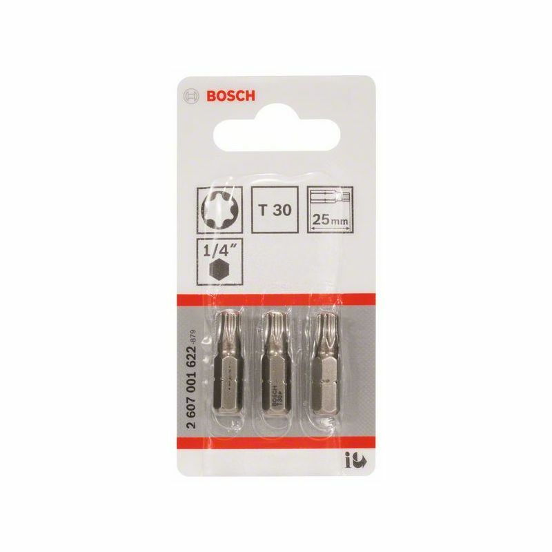 Skrutkovací bit Bosch Extra Hart T30, L 25 mm, 3 ks - 2607001622