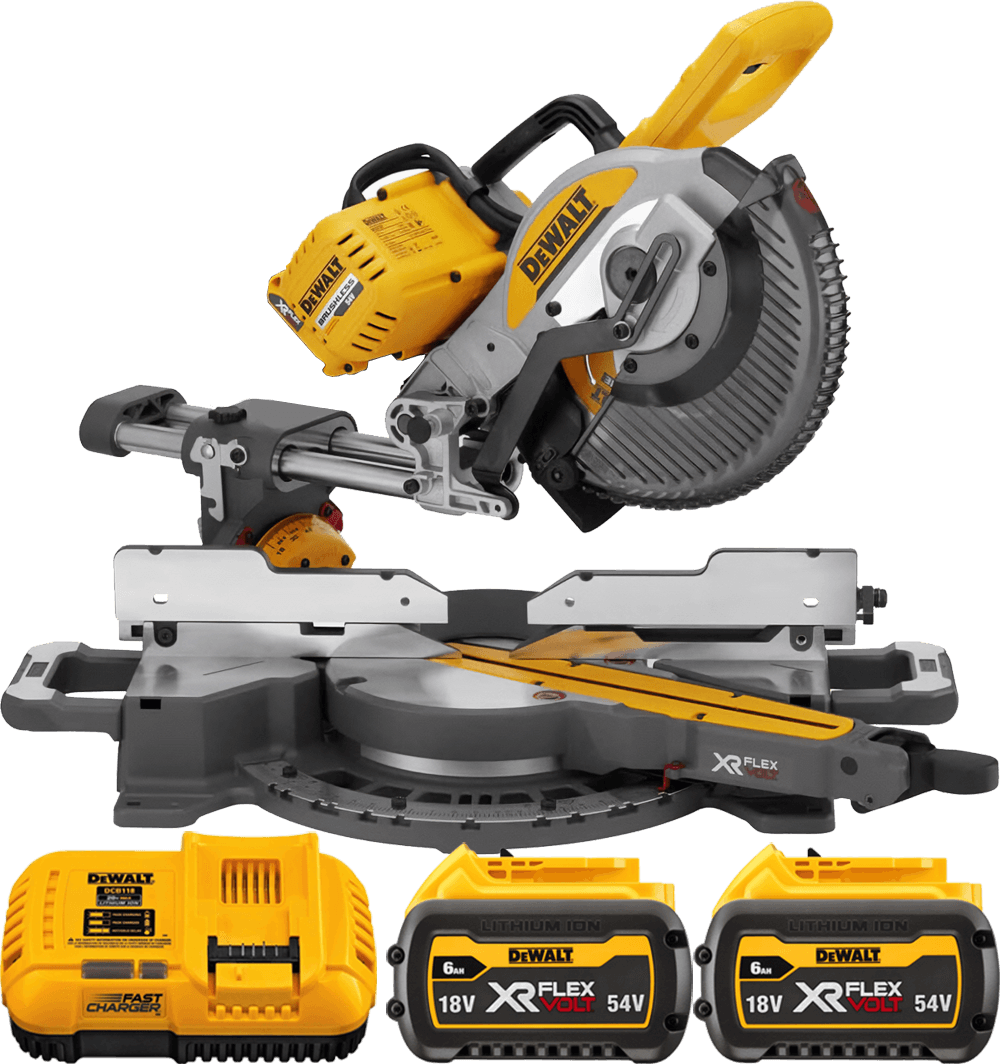 DEWALT 54V XR FLEXVOLT Aku pokosová píla, kotúč 250 x 30 mm, 2x 6,0 Ah DCS727T2-QW