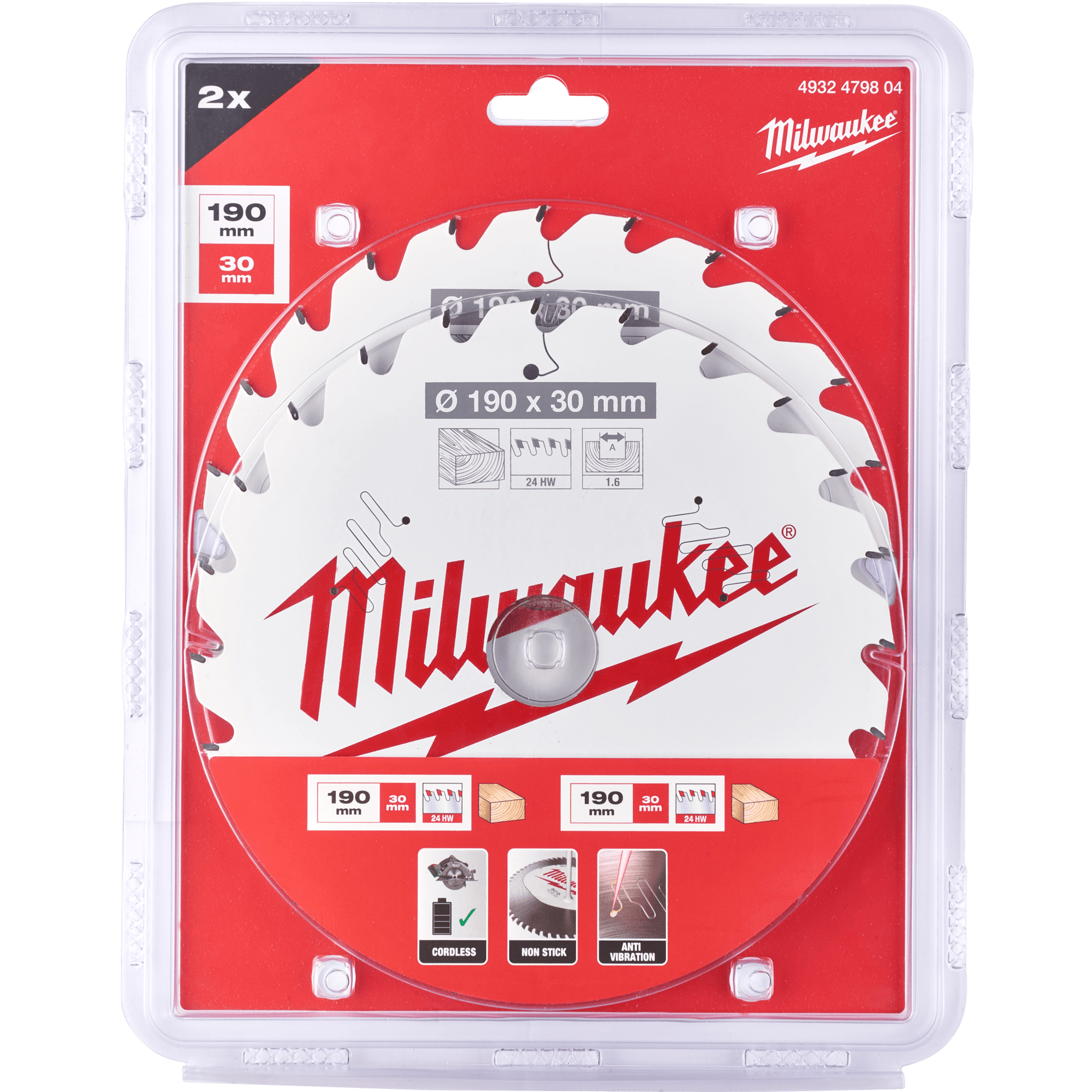 MILWAUKEE Set pílových kotúčov 190x30mm 24z (2ks)