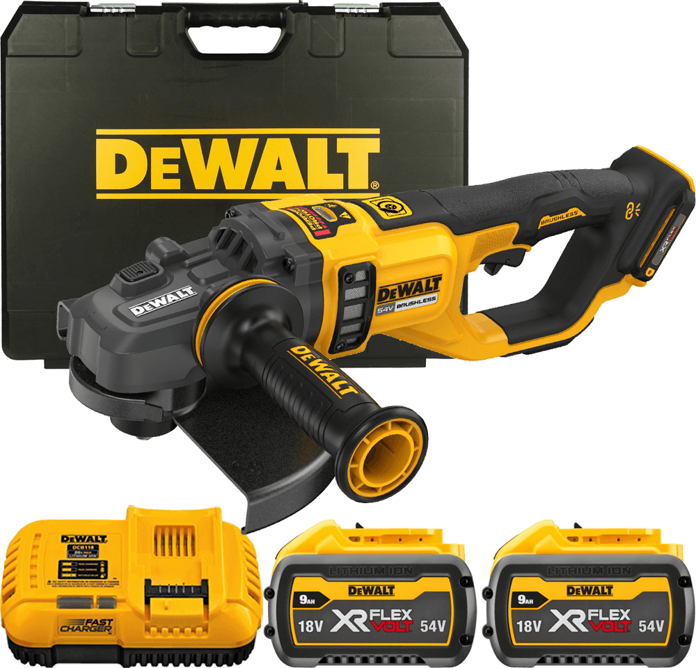 DEWALT 54V XR FLEXVOLT 230 mm aku uhlová brúska, 2x 9,0 Ah DCG460X2-QW