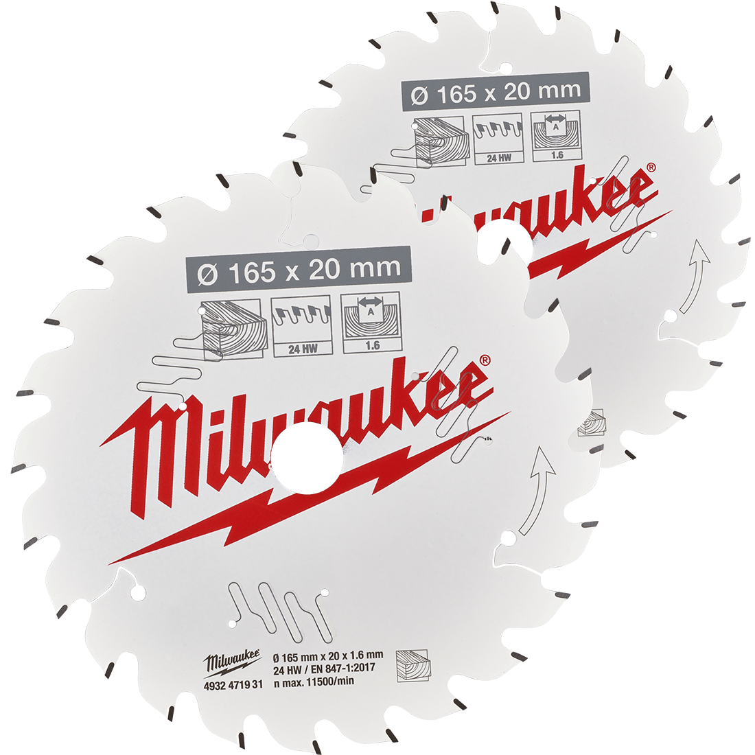 Milwaukee Sada pilových kotúčov na drevo 165x20mm 40z 2ks 4932492433