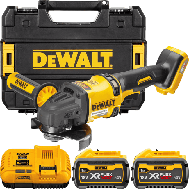 DEWALT 54V XR FLEXVOLT™ 125 mm, aku uhlová brúska, 2x 9,0 Ah DCG418X2-QW