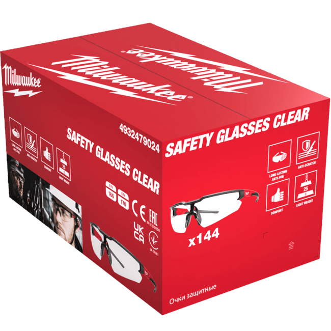 MILWAUKEE 144(ks) x CLASSIC ochranné okuliare proti poškriabaniu s priehľadným sklom