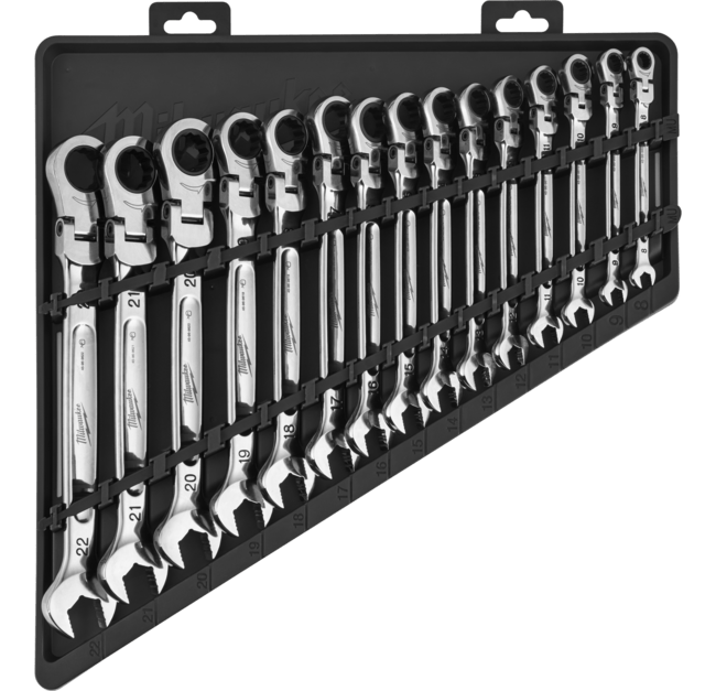 MILWAUKEE Sada kombinovaných račňových kľúčov MAXBITE™ s kĺbom metric 15 ks