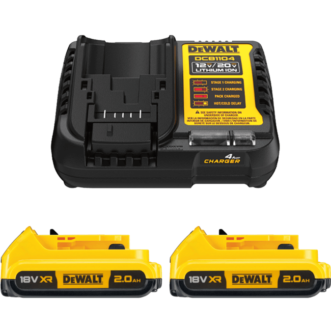 DEWALT 18V XR XR nabíjačka + akumulátor , 2x 2,0 Ah 18 V DCB1104D2-QW