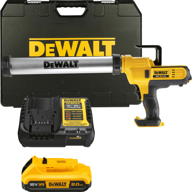 DEWALT 18V XR Aku vytláčacia pištoľ na kartuše a vrecká 300 - 600 ml, 1x 2,0 Ah DCE580D1-QW