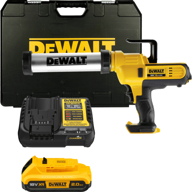 DEWALT 18V XR Aku vytláčacia pištoľ na kartuše a vrecká 300 - 400 ml, 1x 2,0 Ah DCE571D1-QW