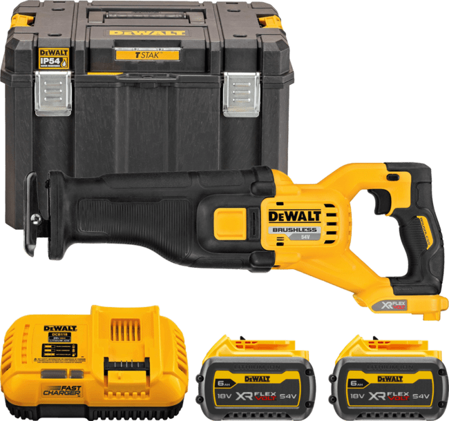 DEWALT 54V XR FLEXVOLT™ Aku chvostová píla, 2x 6,0 Ah DCS389T2-QW