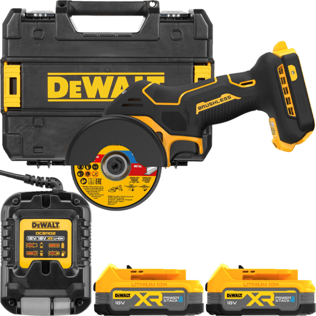 DEWALT 18V XR Aku univerzálna rezačka, 2x 1,7 Ah POWERSTACK™ DCS438E2T-QW