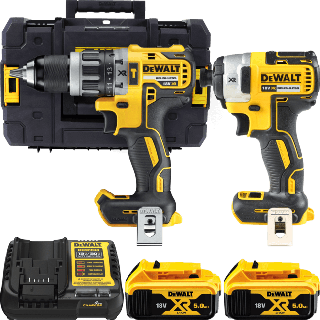 DEWALT 18V XR Aku sada vŕtačky DCD796 a rázového uťahováku DCF887 1/4&quot;, 2x 5,0 Ah DCK266P2-QW