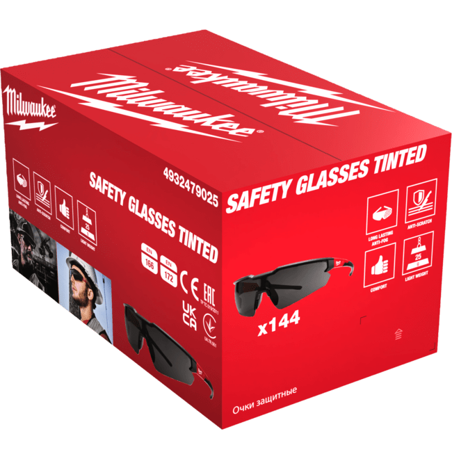 MILWAUKEE 144(ks) x CLASSIC ochranné okuliare proti poškriabaniu s tmavým sklom
