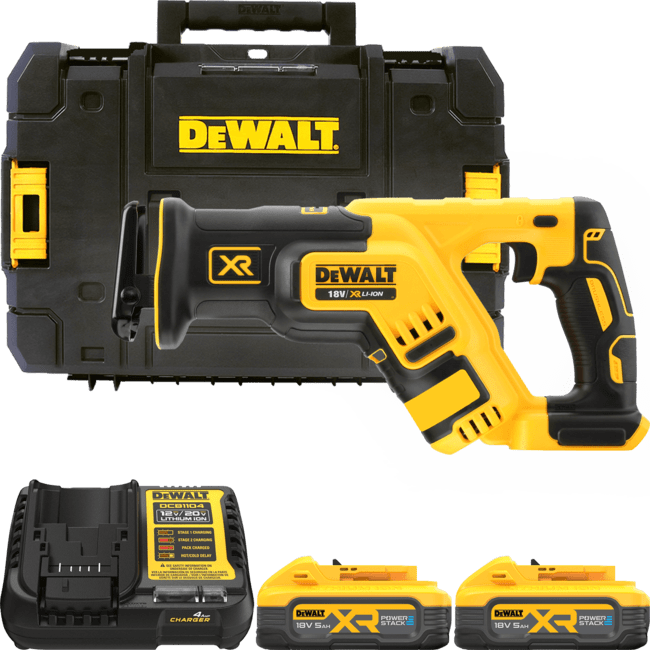 DEWALT 18V XR Aku chvostová píla, 2x 5,0 Ah POWERSTACK™ DCS367H2T-QW