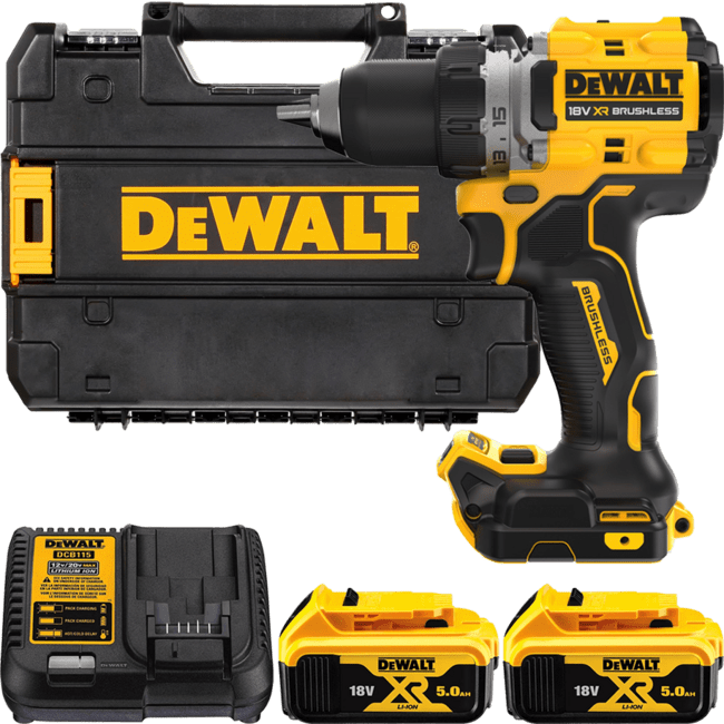 DEWALT 18V XR Aku vŕtačka bez príklepu, 2x 5,0 Ah DCD800P2T-QW