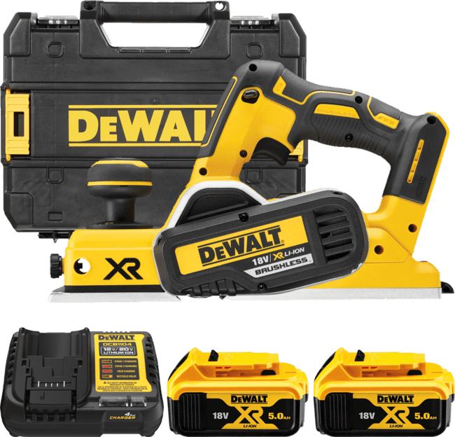 DEWALT 18V XR Aku hoblík 2 mm, 2x 5,0 Ah DCP580P2-QW