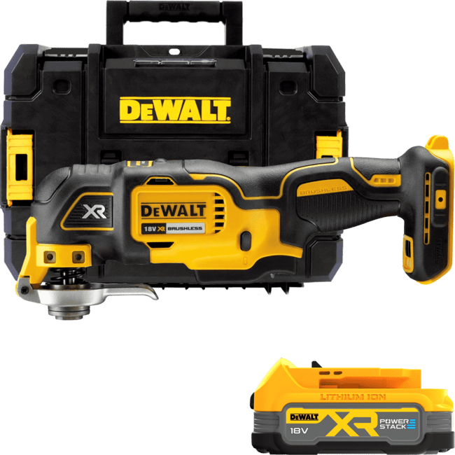 DEWALT 18V XR Aku oscilačná multibrúska, 1x 1,7 Ah POWERSTACK™ DCS356E1T-XJ