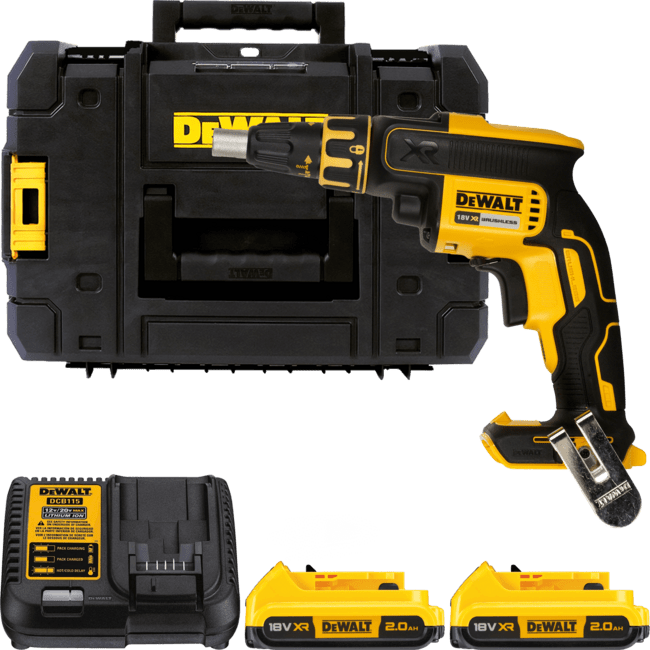 DEWALT 18V XR Aku skrutkovač na sadrokartón, 2x 2,0 Ah DCF620D2-QW