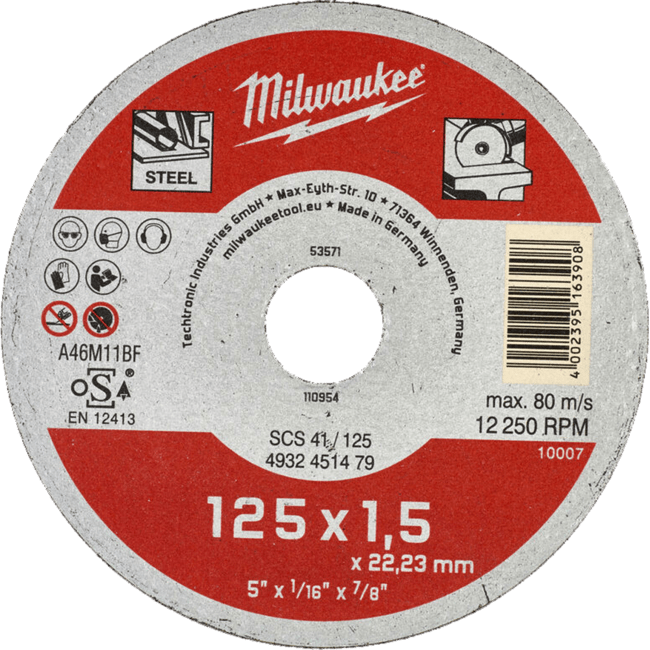 MILWAUKEE Rezný kotúč Contractor SCS 41/125 × 1,5 mm
