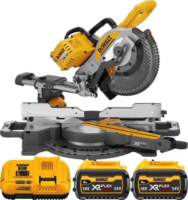 DEWALT 54V XR FLEXVOLT™ Aku pokosová píla, kotúč 250 x 30 mm, 2x 6,0 Ah DCS727T2-QW