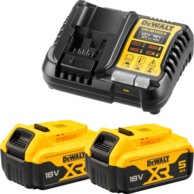 DEWALT 18V XR XR nabíjačka + akumulátor , 2x 5,0 Ah 18V DCB1104P2-QW