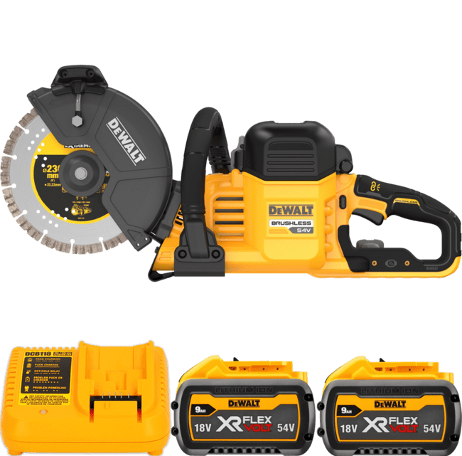 DEWALT 54V XR FLEXVOLT™ 230 mm Aku rozbrusovacia píla na betón, 2x 9,0 Ah DCS691X2-QW