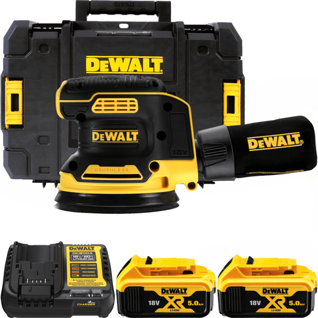 DEWALT 18V XR 125 mm aku excentrická brúska, 2x 5,0 Ah DCW210P2-QW