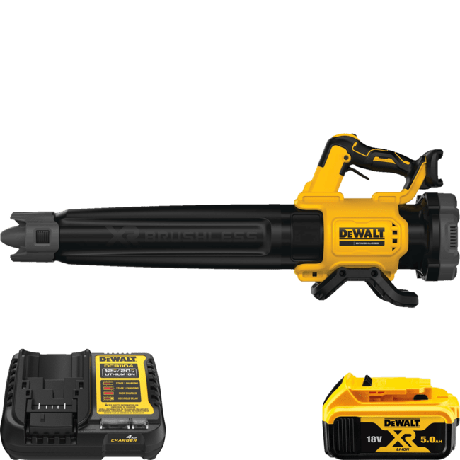 DEWALT 18V XR Aku záhradný fukár 200 km/hod, 1x 5,0 Ah DCMBL562P1-QW