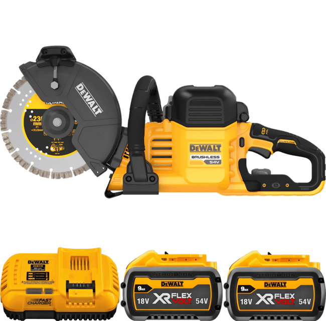 DEWALT 54V XR FLEXVOLT™ 230 mm Aku rozbrusovacia píla na betón, 2x 9,0 Ah DCS691X2-QW