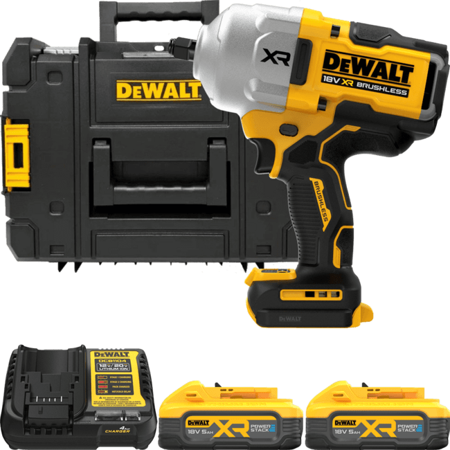 DEWALT 18V XR 1/2” Aku rázový uťahovák s poistným krúžkom, 2x 5,0 Ah POWERSTACK™ DCF961H2T-QW