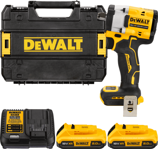 DEWALT 18V XR 1/2” Aku rázový uťahovák s poistným krúžkom, 2x 2,0 Ah DCF921D2T-QW