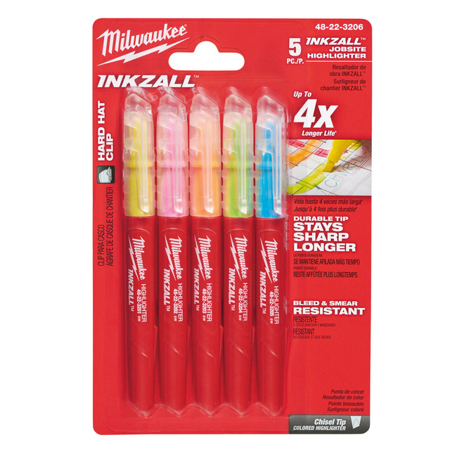MILWAUKEE Zvýrazňovače INKZALL™ - farebné 5ks