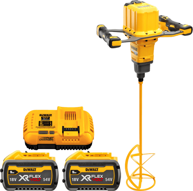 DEWALT 54V XR FLEXVOLT™ Aku miešadlo s dvojručnou rukoväťou, 2x 3,0/9,0 Ah DCD240X2-QW