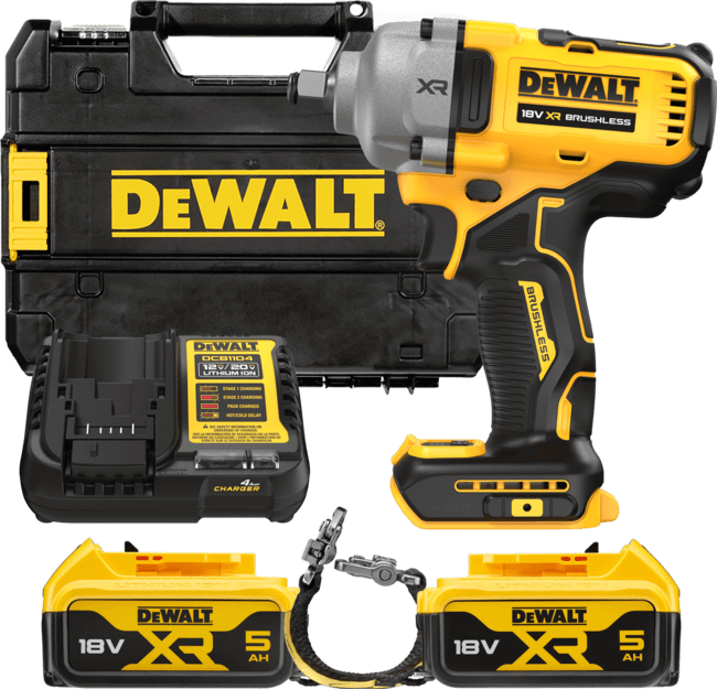 DEWALT 18V XR 1/2” Aku rázový uťahovák s poistným krúžkom, 2x 5,0 Ah DCF891P2LRT-QW