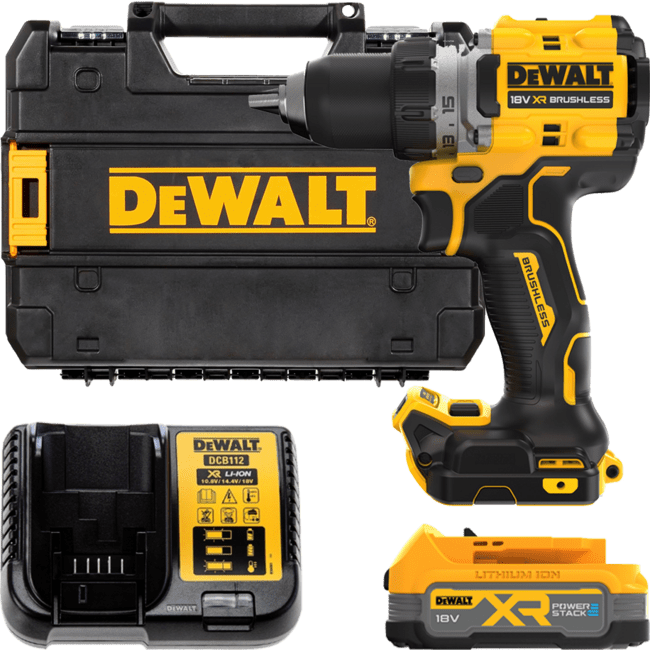 DEWALT 18V XR Aku vŕtačka bez príklepu,1x 1,7 Ah POWERSTACK™ DCD800E1T-QW