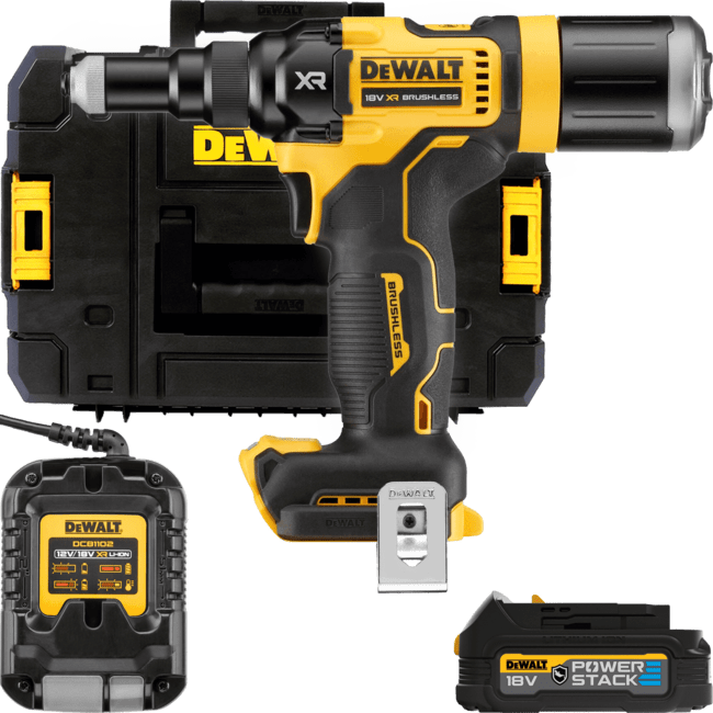 DEWALT 18V XR Aku nitovačka pre nity do 4,8 mm, 1x 1,7 Ah POWERSTACK™ DCF403E1GT-QW